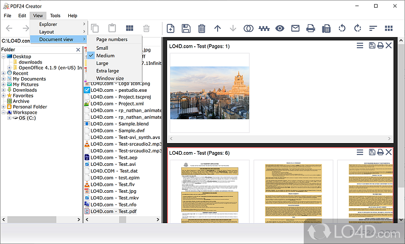 Primary Functions and Conversion Processes - Screenshot of PDF24 Creator