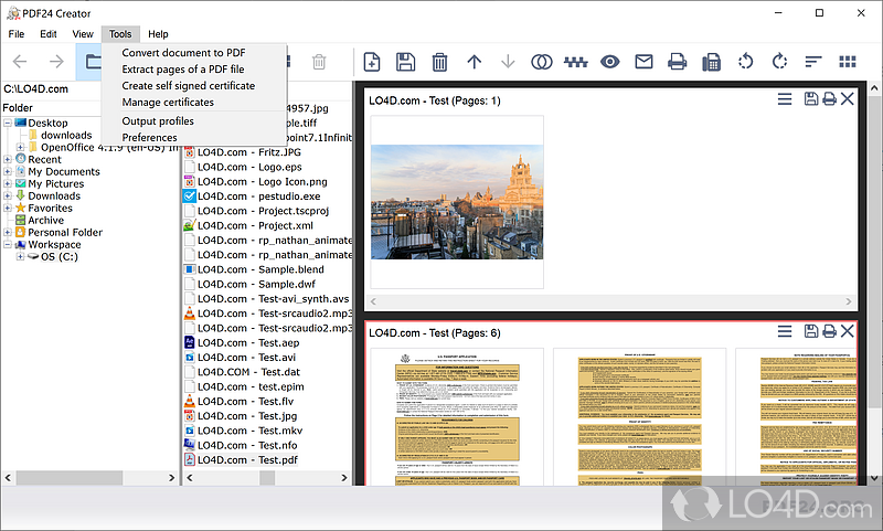 PDF24 Creator: Additional Tools - Screenshot of PDF24 Creator