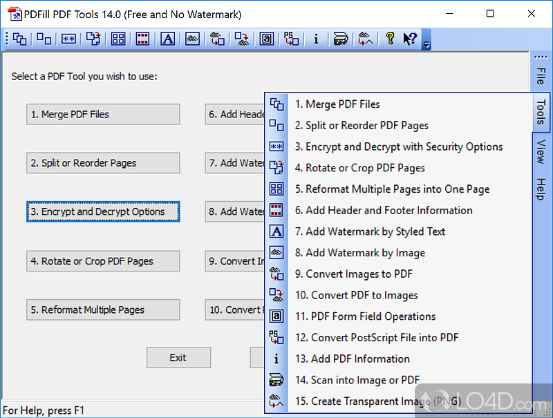 PDFill PDF Tools: User interface - Screenshot of PDFill PDF Tools