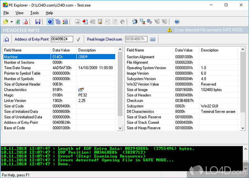 DLL viewer, resource editor, win32 PE disassembler - Screenshot of PE Explorer