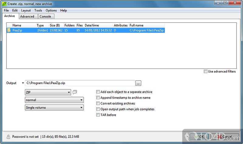 Popular and easy to use archivator - Screenshot of PeaZip Portable