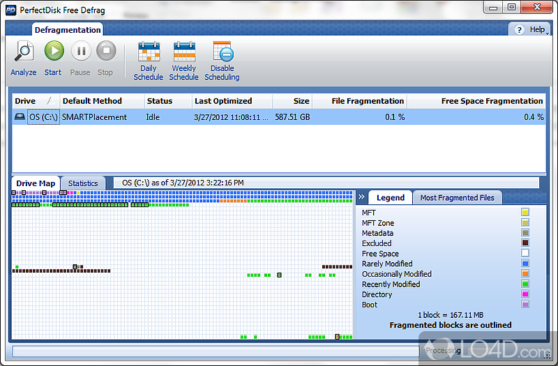 PerfectDisk makes computer run faster - Screenshot of PerfectDisk Free