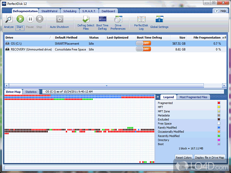 PerfectDisk will make computer run faster - just like when it was new - Screenshot of PerfectDisk Professional