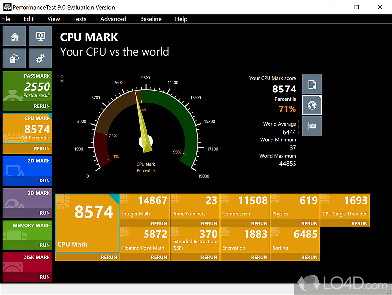 Measure and compare the performance of your computer with others - Screenshot of PerformanceTest