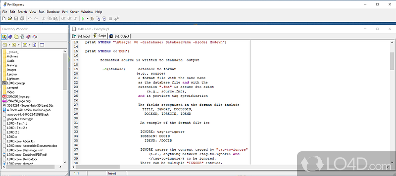 Free Perl editor for Windows - Screenshot of Perl Express