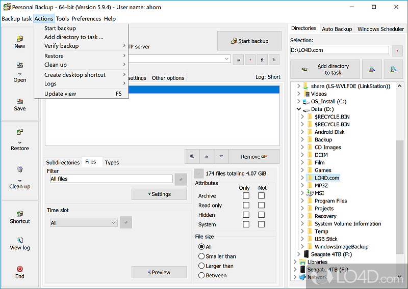 Simple backups for files and folders - Screenshot of Personal Backup