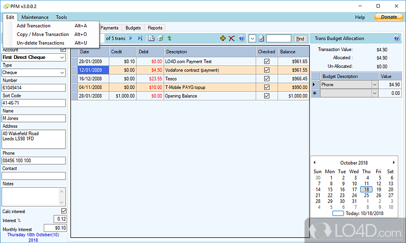 PFM - Personal Finance Manager screenshot