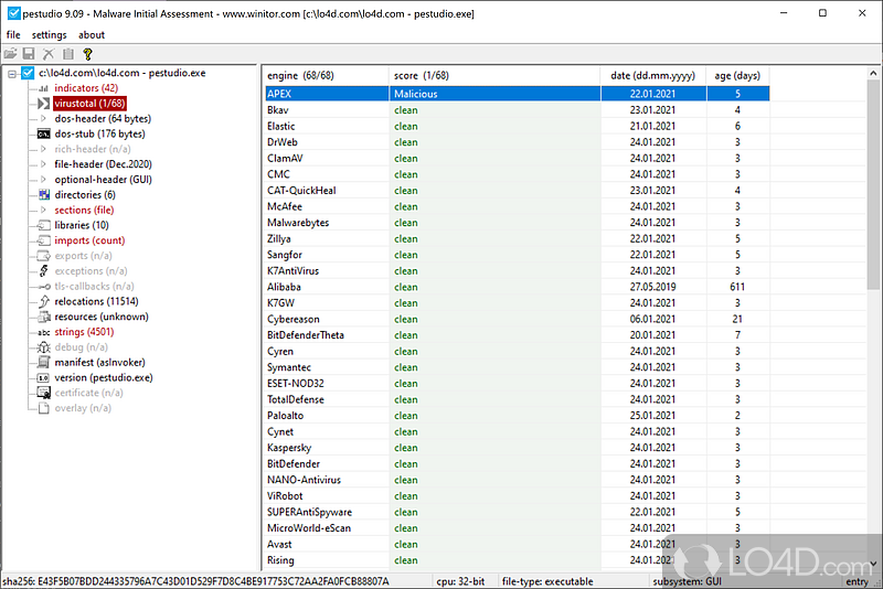 PeStudio 9.55 instal the last version for windows