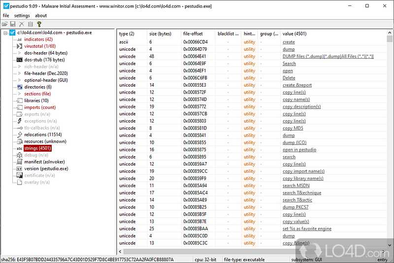 PeStudio 9.55 instal the last version for windows