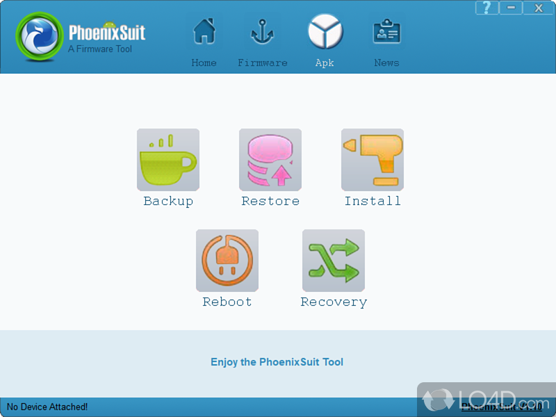Smooth user interface - Screenshot of PhoenixSuit