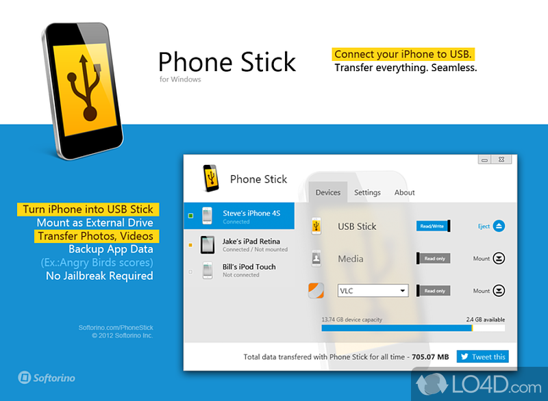 Solution especially designed for iPhone, iPad - Screenshot of Phone Stick