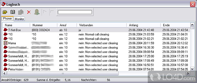 PC-telephony using TAPI, CAPI or SIP - Screenshot of Phoner