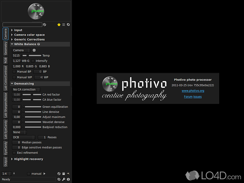 Photivo: User interface - Screenshot of Photivo