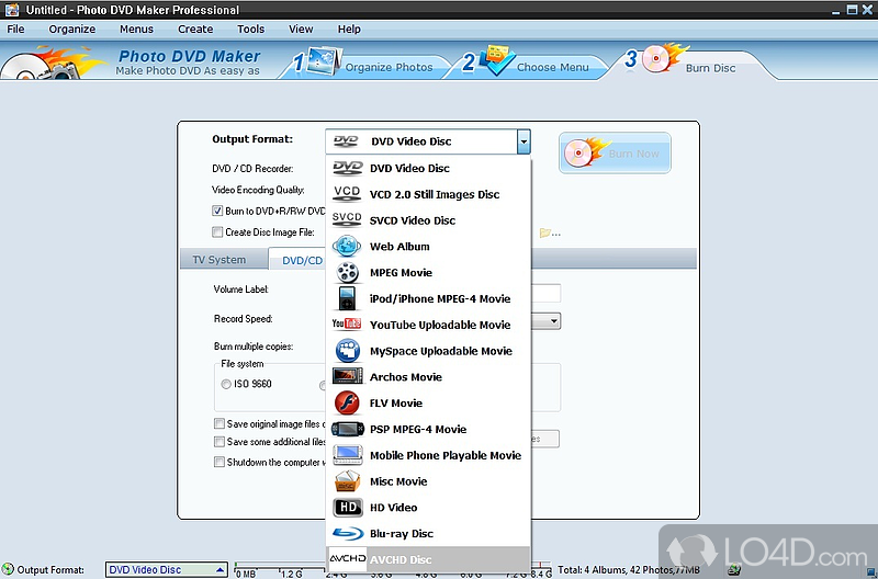 Photo DVD Maker Professional: User interface - Screenshot of Photo DVD Maker Professional