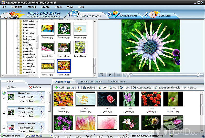 Burn photo slide show and photo album on DVD - Screenshot of Photo DVD Maker Professional