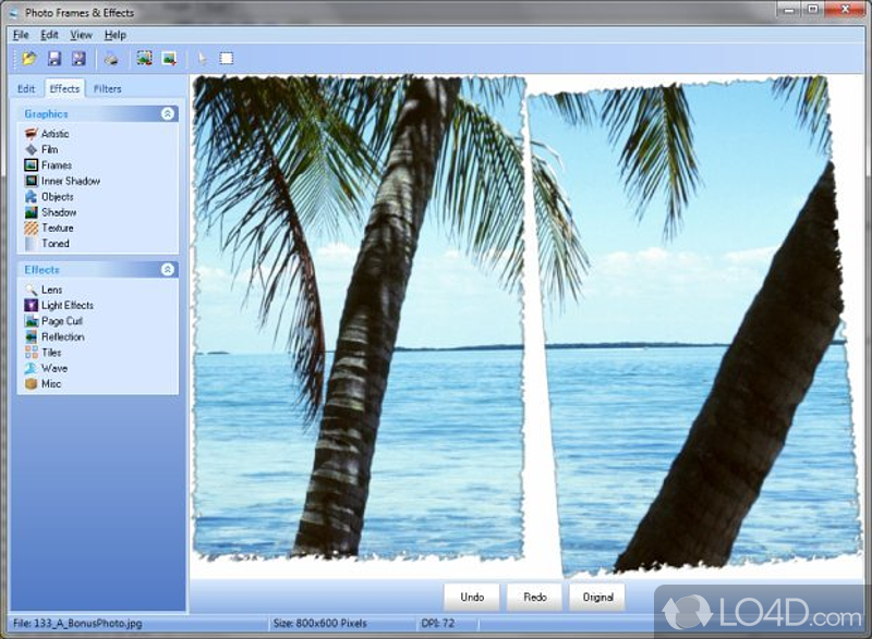 Digital photo tool to add frames & effects - Screenshot of Photo Frames and Effects