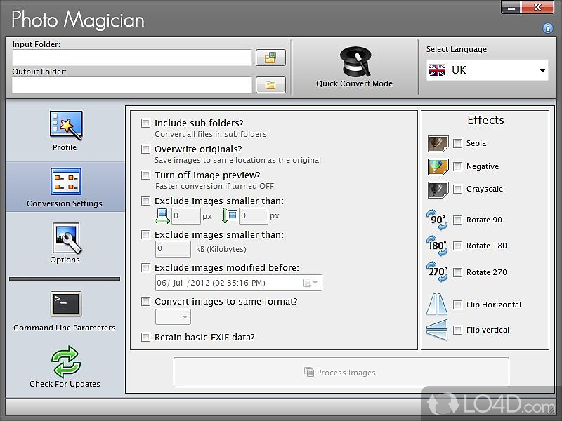 Resize and convert multiple images simultaneously - Screenshot of Photo Magician
