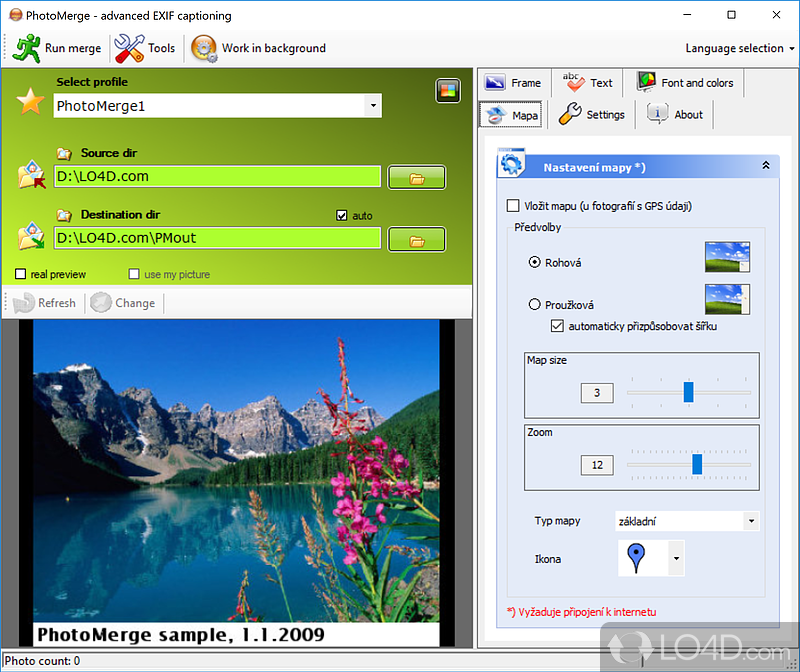 PhotoMerge: User interface - Screenshot of PhotoMerge