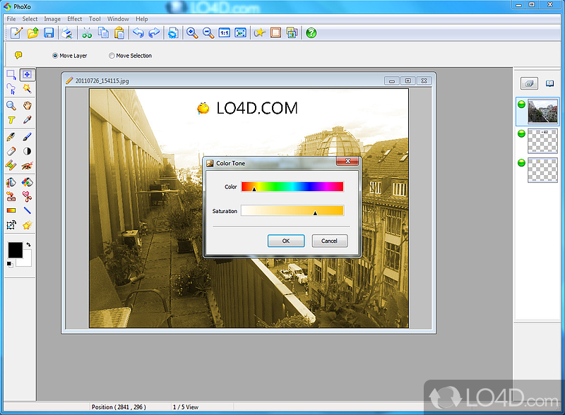 Diverse graphic tools to apply and adjust - Screenshot of PhoXo