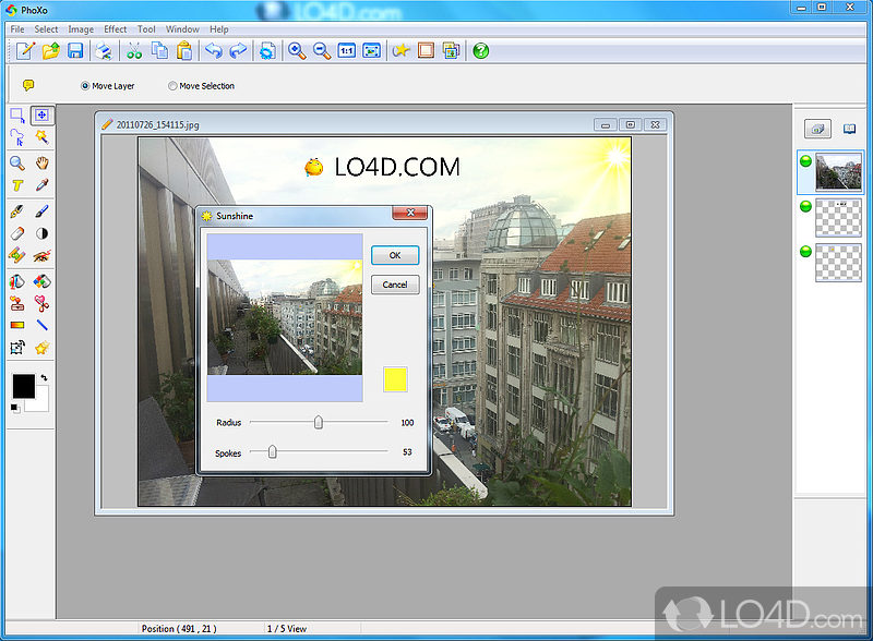 Powerful image editing software - Screenshot of PhoXo