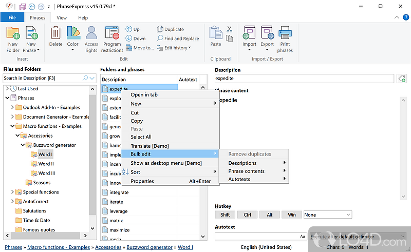 PhraseExpress: MS Office - Screenshot of PhraseExpress