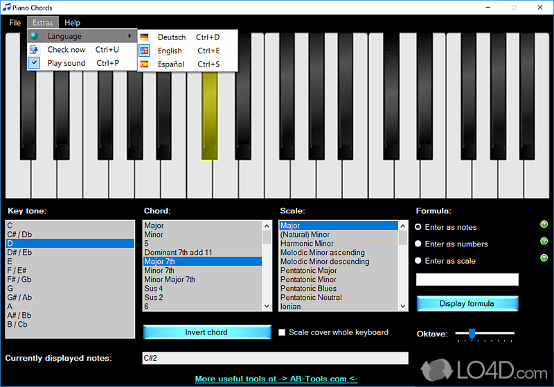 A virtual piano with a complete set of tools - Screenshot of Piano Chords