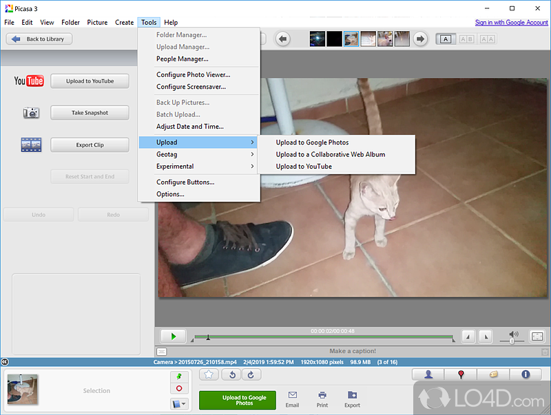 Image organizer and viewer for managing and editing digital photos - Screenshot of Picasa