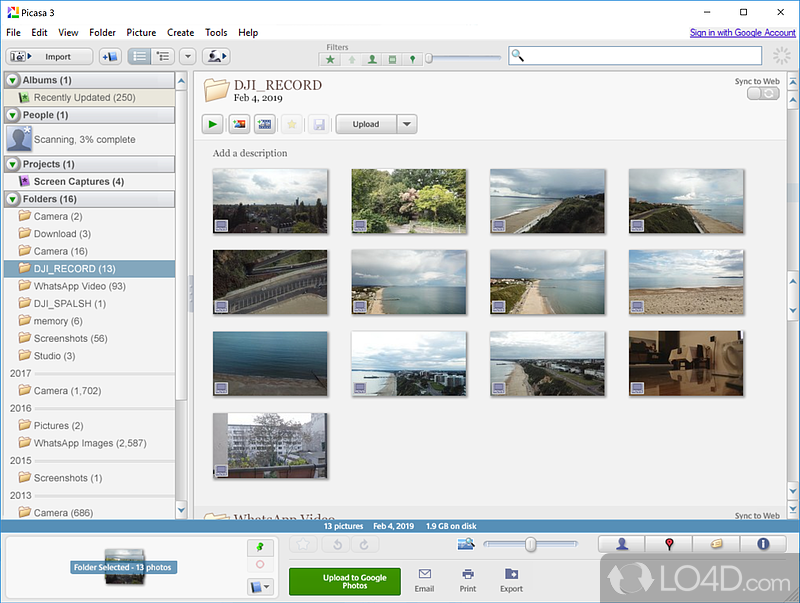 Manage, edit and share photos as well as create backups and synchronize data with online account - Screenshot of Picasa