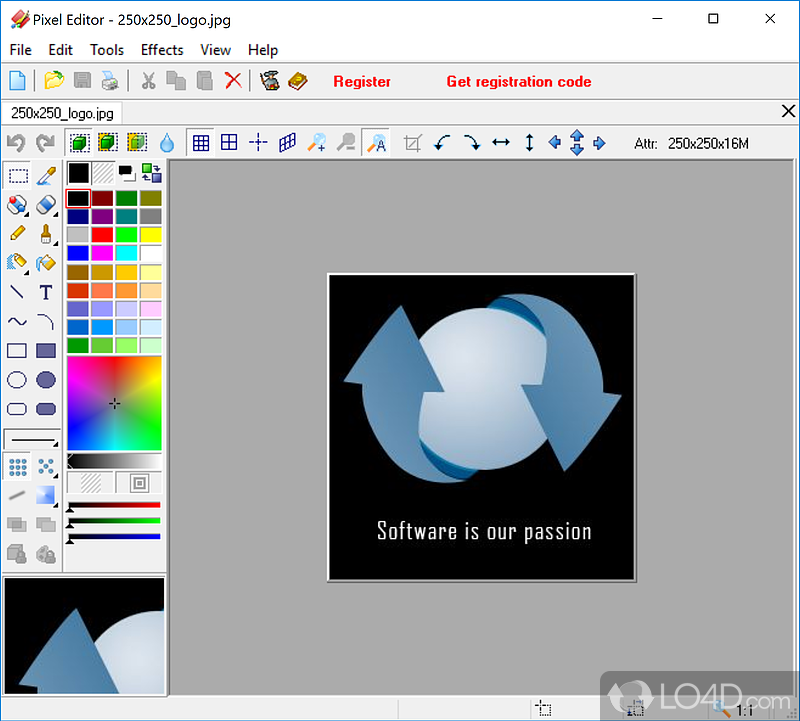 Create own icons with this picture editor to apply rotate, flip, roll - Screenshot of Pixel Editor