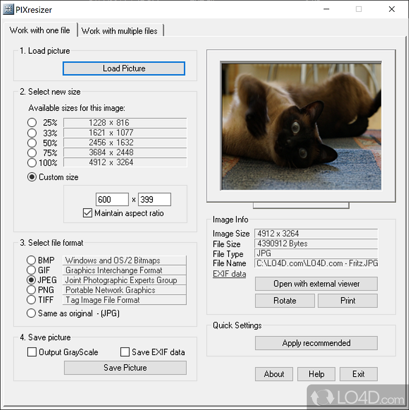 Nice photo resizing program - Screenshot of PIXresizer