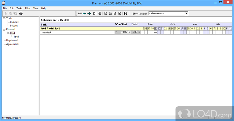 Software solution designed to plan activities, create schedules, tasks - Screenshot of Planner