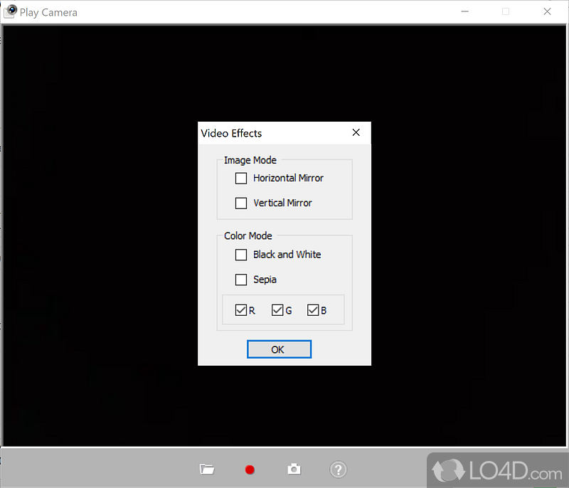 Configuration settings - Screenshot of Play Camera