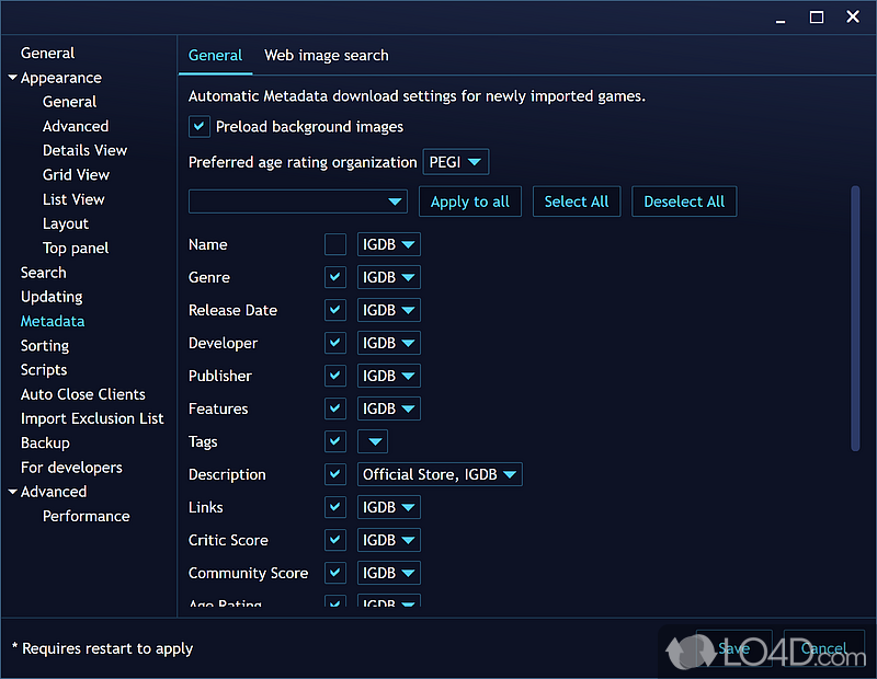 Offers multiple viewing modes and UI customization options - Screenshot of Playnite