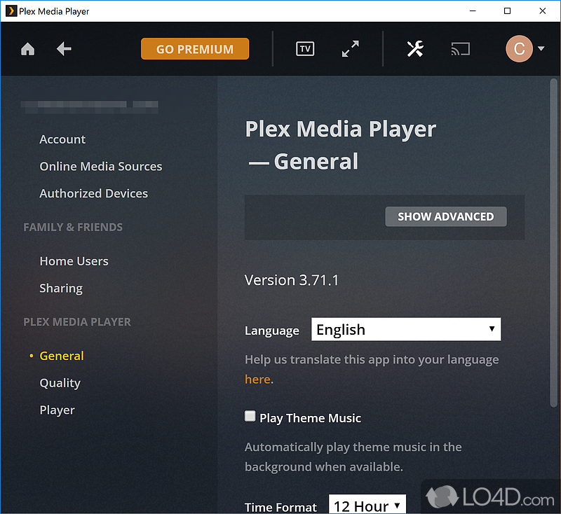 Free media center app - Screenshot of Plex