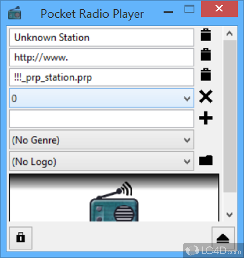 Pocket Radio Player: User interface - Screenshot of Pocket Radio Player