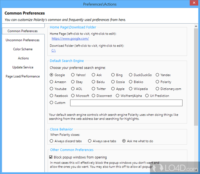 Toggle JavaScript, Flash or Java - Screenshot of Polarity Browser