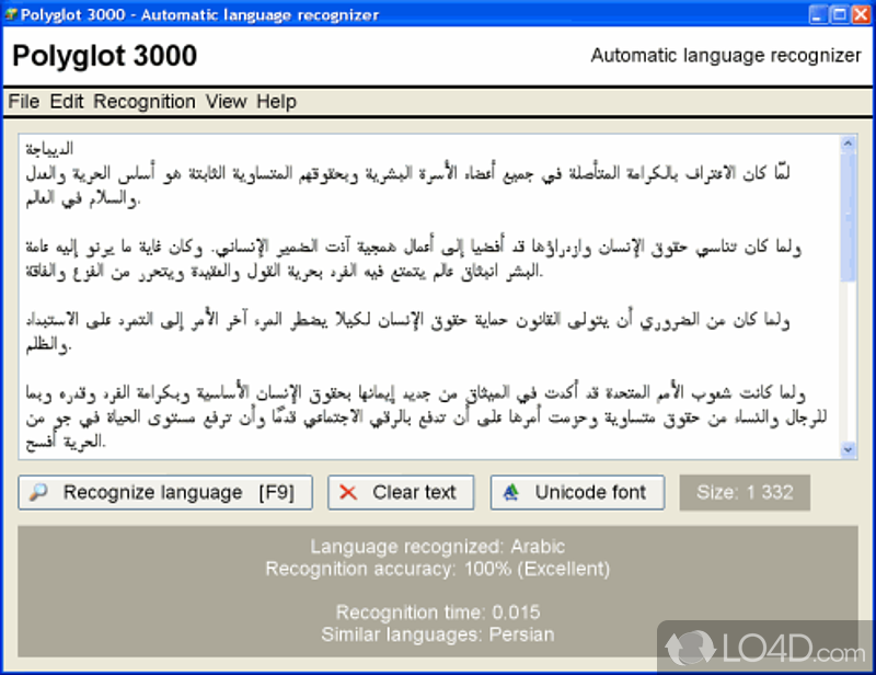 Automatic Language Identifier (400 languages) - Screenshot of Polyglot 3000
