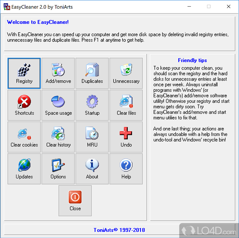 Computer maintenance app that can delete duplicates, invalid registry entries - Screenshot of Portable EasyCleaner