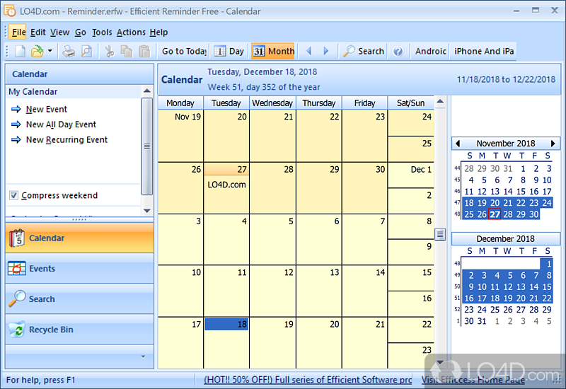 Elegant and appointment, meeting, holiday and event reminder - Screenshot of Efficient Reminder Free Portable