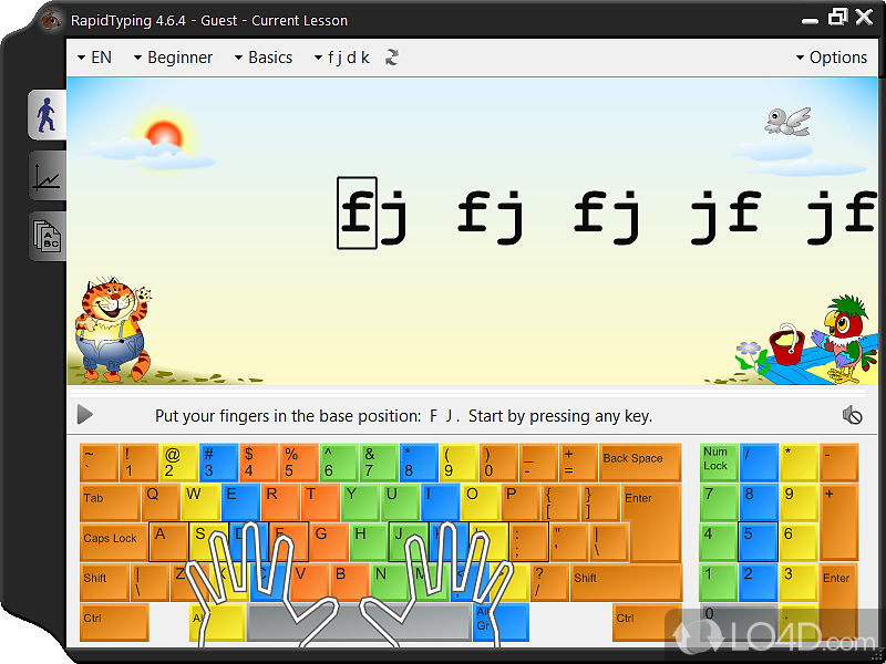 Software solution that features interactive lessons can be to any person who wants to learn how to type on the keyboard faster - Screenshot of Rapid Typing Tutor Portable