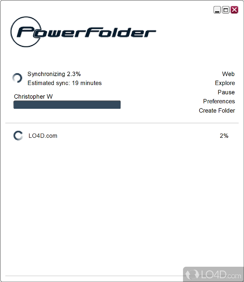 Upload data to cloud account, enjoy a secure and online backup solution, and access files no matter where you are - Screenshot of PowerFolder