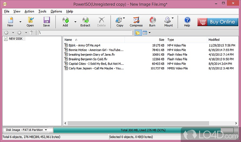 Create virtual disc images under various popular formats like ISO, BIN - Screenshot of PowerISO