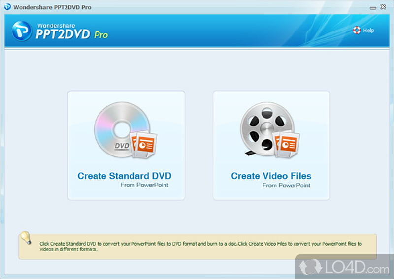 PowerPoint DVD Burner: User interface - Screenshot of PowerPoint DVD Burner