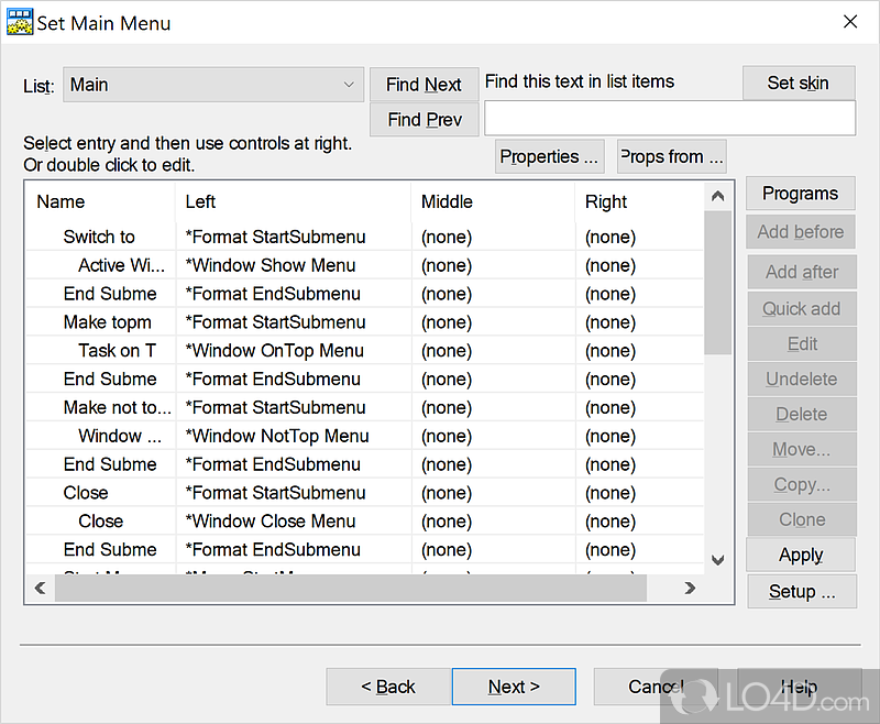 Non-intrusive menu - Screenshot of PowerPro