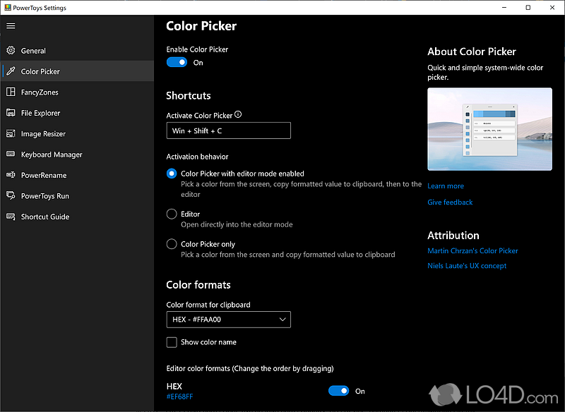 Set of freeware system utility tools - Screenshot of PowerToys