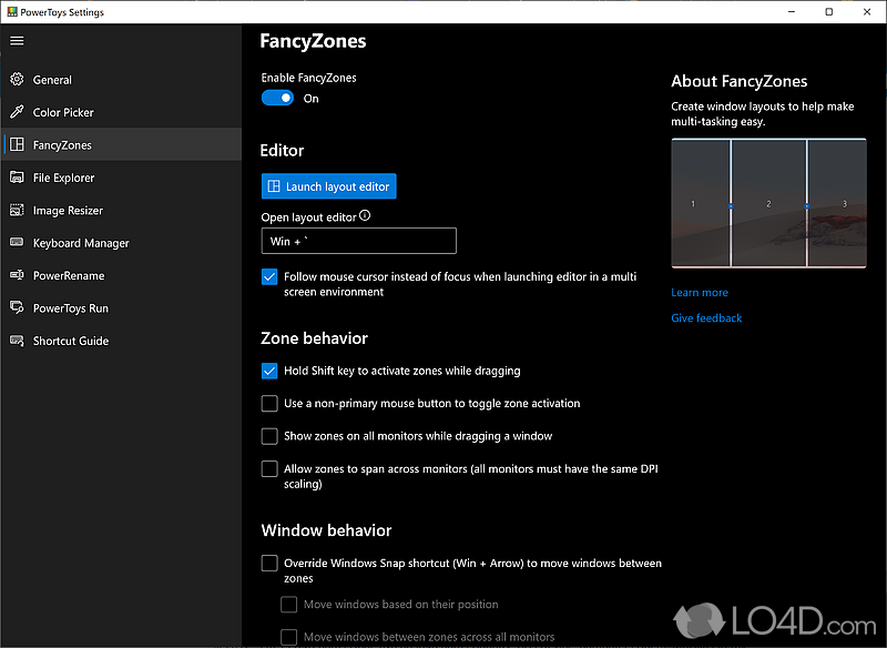 Customize your workflow - Screenshot of PowerToys