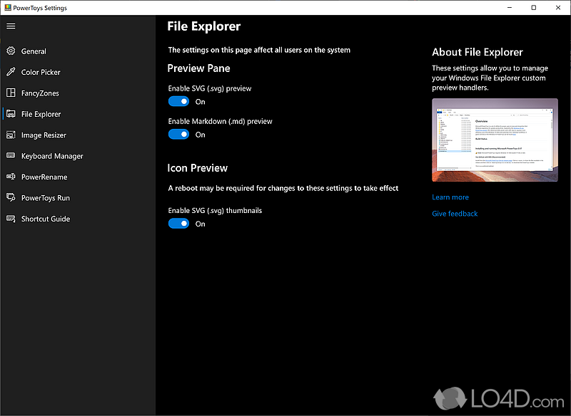 Set of freeware system utilities - Screenshot of PowerToys