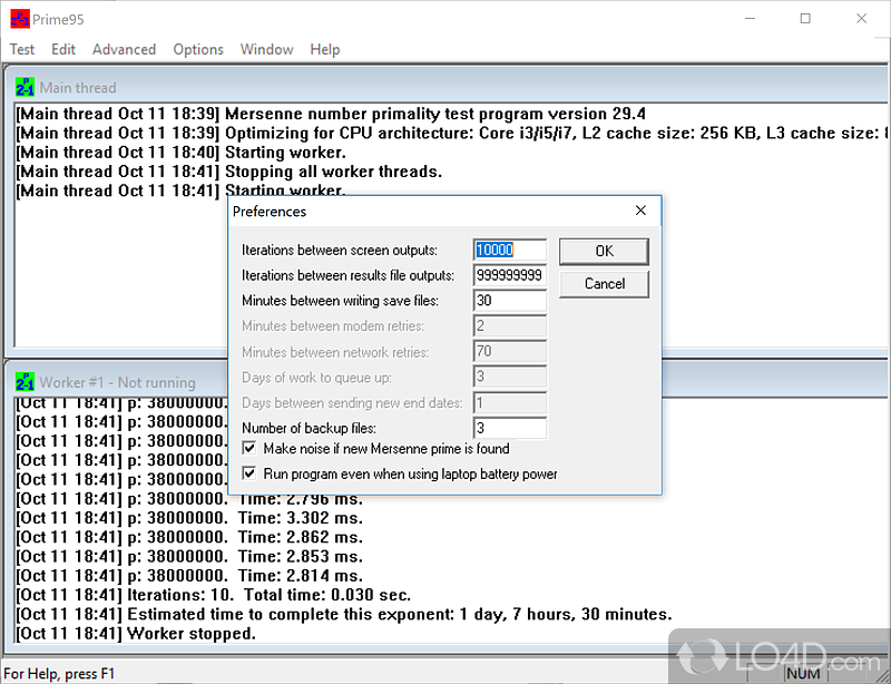 Prime95: Torture Test - Screenshot of Prime95