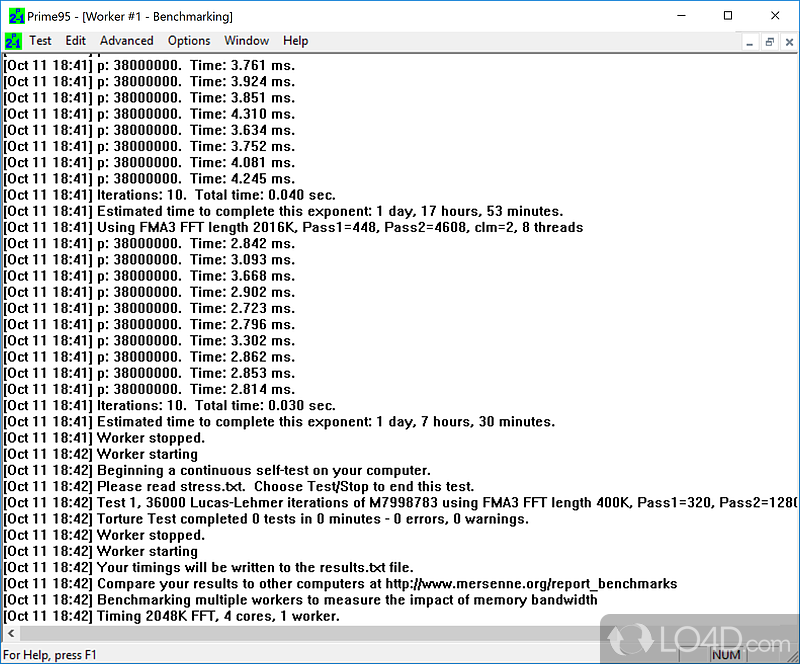 Can find Mersenne Prime numbers. Stress CPU - Screenshot of Prime95