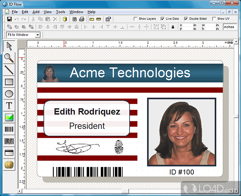 ID Flow Photo ID Card Software: User interface - Screenshot of ID Flow Photo ID Card Software